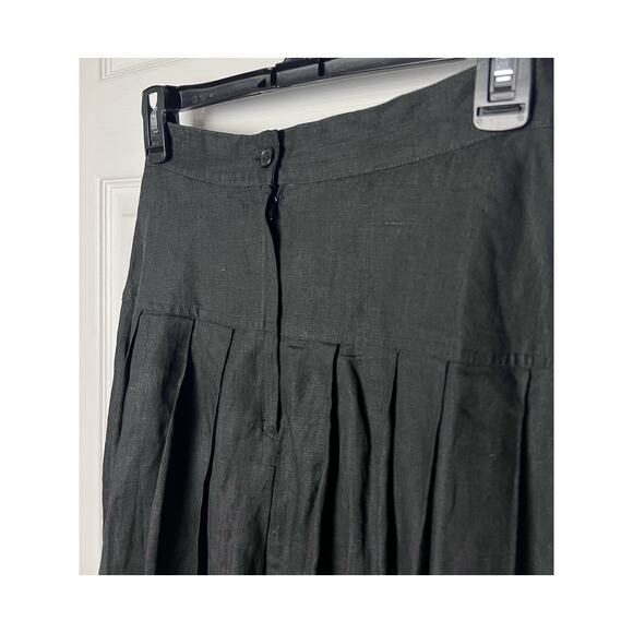 Onde Skirt 100% Linen Pleated Lined Black Flowy Skirt Size 6 - Picture 14 of 15